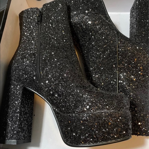 Us 5.5 dolls kill glittery black booties - Picture 2 of 2